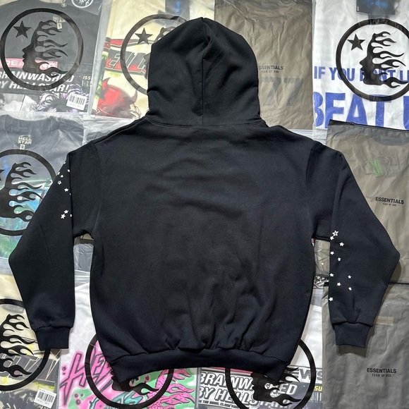 Sp5der Women Chic Black Hoodie with Web Graphic - Picture 2 of 6